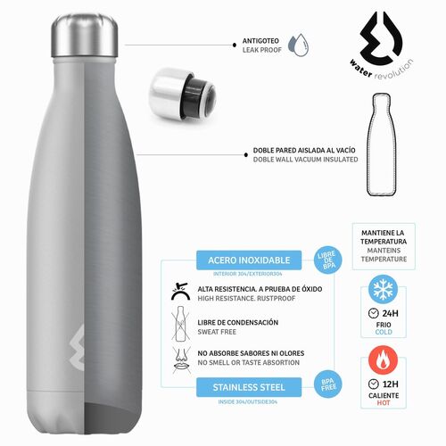 Water Revolution 500ml Stainless Steel Thermos Canteen Bottle 'Orange'