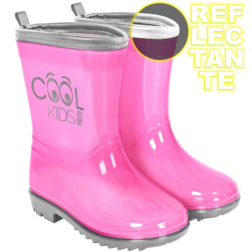 Fuchsia rain boots with reflective Cool Kids