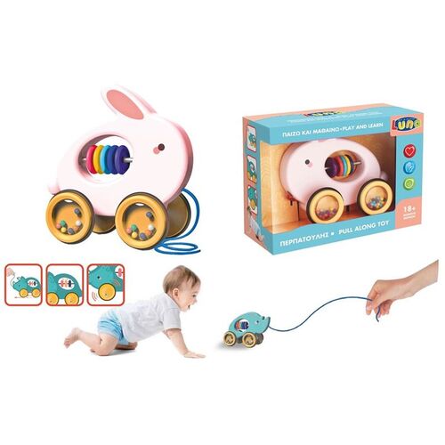 Wooden rabbit drag game for baby