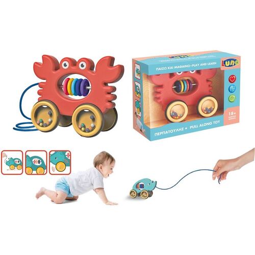 Crab wooden drag game for baby