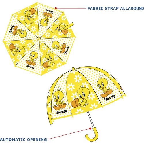Tweety Tweety Looney Tunes Transparent Automatic Umbrella