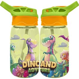 Children's tritan water bottle 500ml in Water Revolution 'Dinoland' box