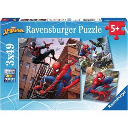 Ravensburger, Puzzle 3x49, 3 puzzles 21X21cm 49 pieces of Spiderman