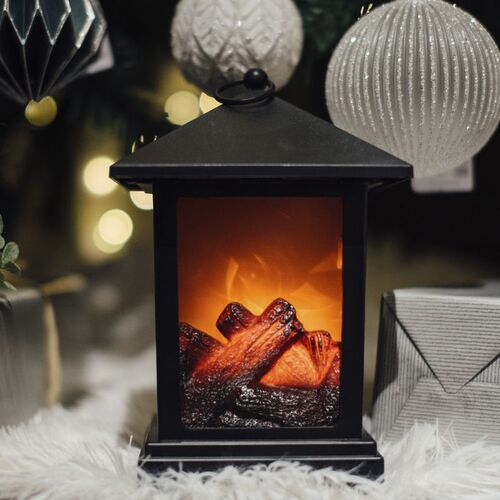 Farol efecto chimenea con luz 2xaa coleccion Navidad (6/12)