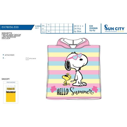 Snoopy microfiber beach towel poncho 55x110cm