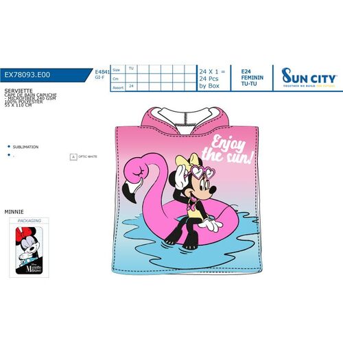 Minnie Mouse microfiber beach towel poncho 55x110cm